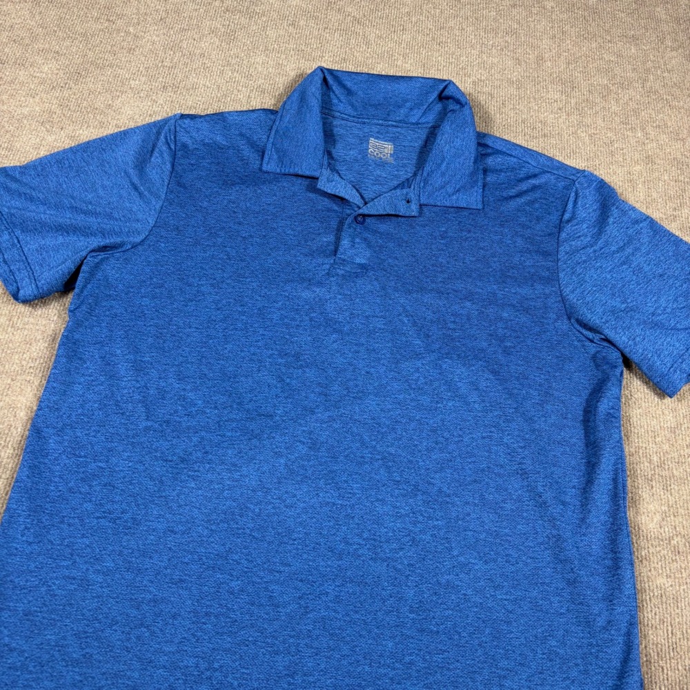 Weatherproof 32 Degrees Cool Mens Blue Heathered Performance Polo Shirt Large